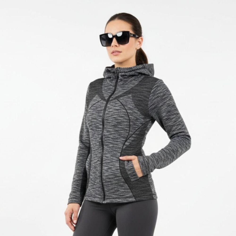 Lululemon Black & Gray Space Dye Zip Up Hoody Jacket 6